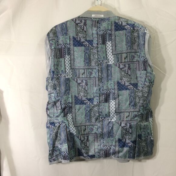 Van Heusen Studio Gray Blazer Mens 48R 2 Button 2 Vent Elbow Patch Paisley Lined - Picture 3 of 7